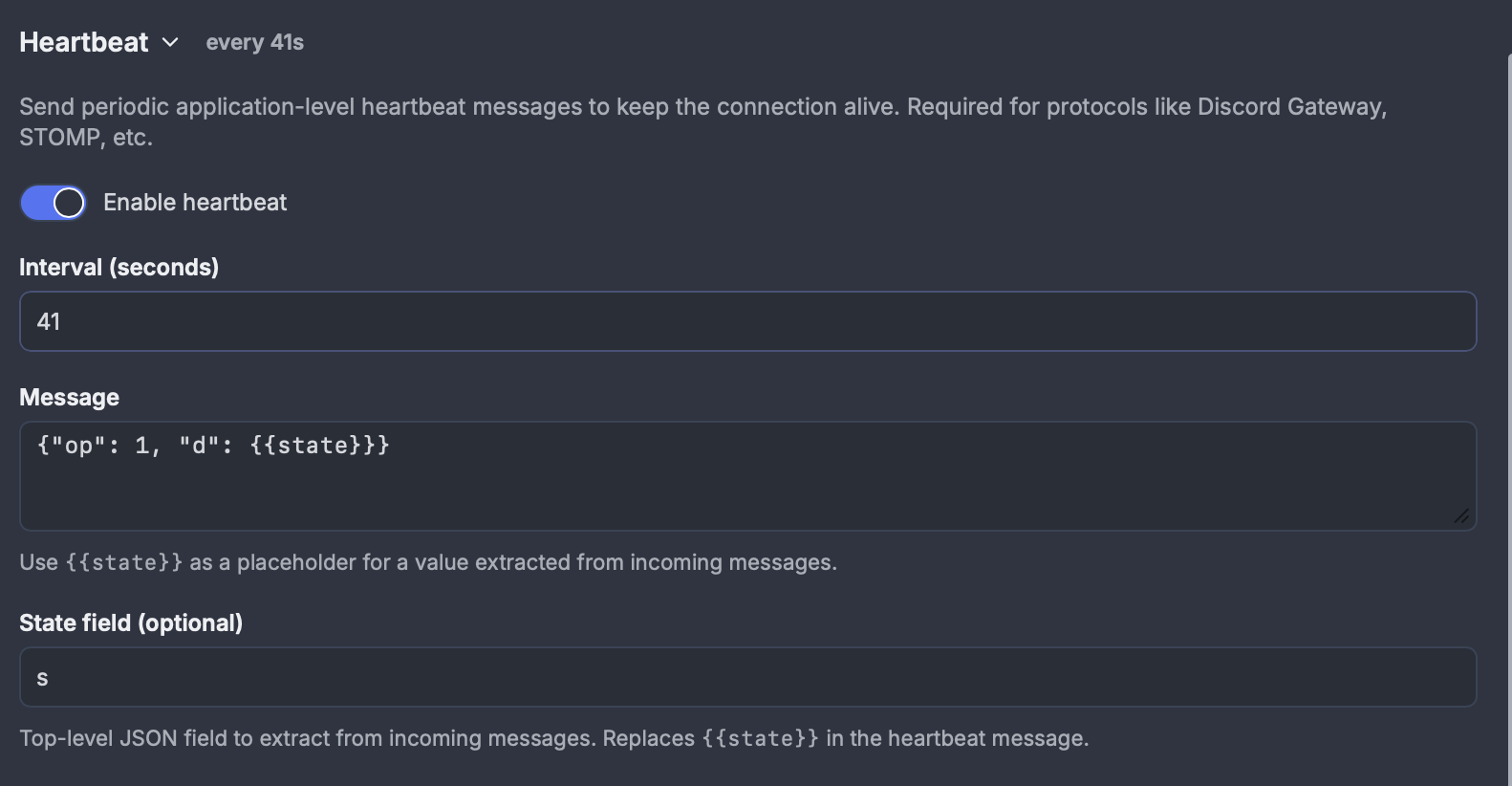 Heartbeat configuration